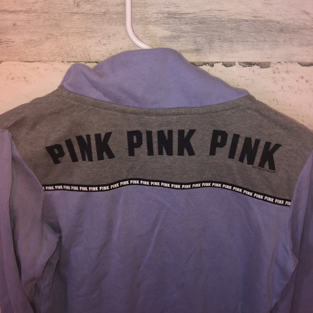 PINK VICTORIA’S SECRET quarter zip sweatshirt purple and gray XS PINK VS top​ - Picture 7 of 8